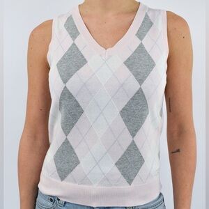 Vintage Tommy Hilfiger Pink and Gray Argyle Sweater Vest